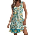 thumbnail image 1 of Ovzne Robes pour Femmes Robe d'Été Décontractée Mode Imprimée avec Poches Sans Manches Col en V Grande Taille Maxi Robe Imprimée en Solde, 1 of 5