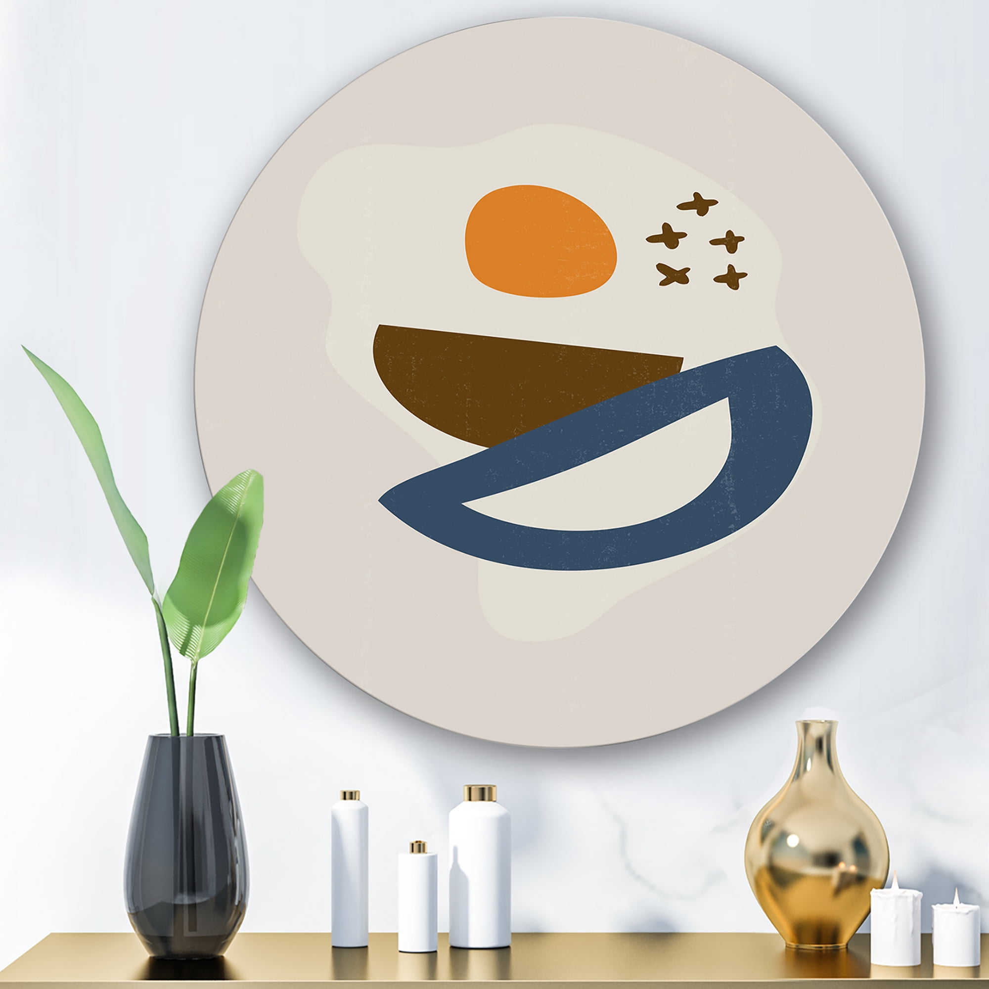 Abstract Moon and Sun Geometric Print I 23 in x 23" Painting Art Prints, by Designart