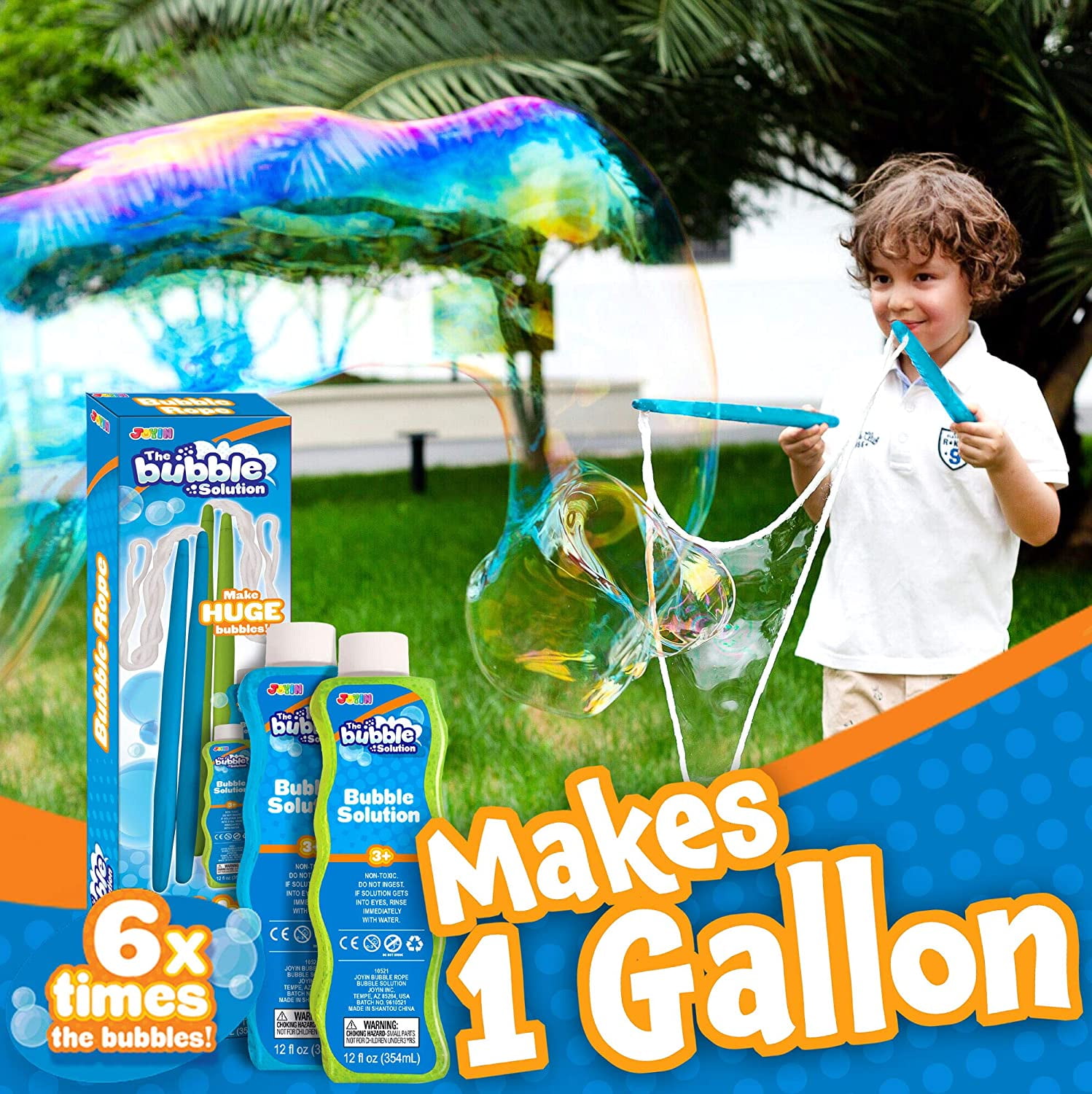 2 Giant Bubble Wands with 2 CONCENTRATED Bubble Refill Solution (Make 1