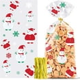 thumbnail image 1 of 100 bolsas de dulces de Navidad, bolsas de galletas, bolsas de celofán de Navidad, bolsas de celofán transparente para dulces, bolsa de regalo con lazos giratorios para (muñeco de nieve), 1 of 5