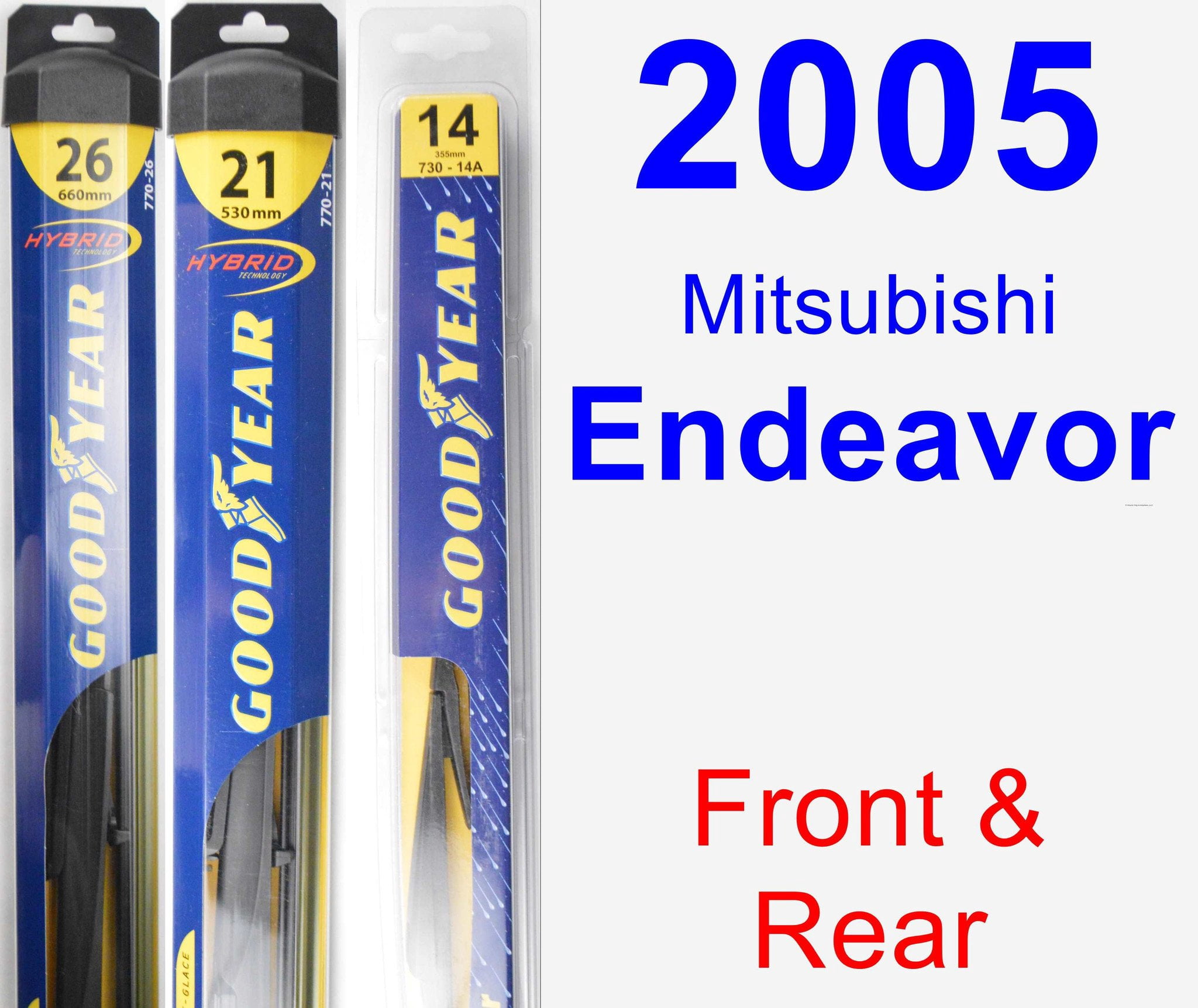 2005 Mitsubishi Endeavor Wiper Blade Set/Kit (Front & Rear) (3 Blades