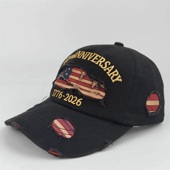 US 250th Anniversary Celebration Casual Hat Cool Washed Distressed Adjustable 1776-2026 Patriotic Baseball Cap for Men Women,Dark Gray