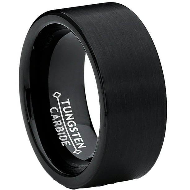 RingWright Co. 9MM Men's Black Brushed Tungsten Carbide Ring Wedding
