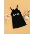 thumbnail image 3 of Gzhioc Kids Girls Spaghetti Strap Dress, Toddler Letter Print Casual Sleeveless A-line Dress Summer Party Wear, 3 of 9