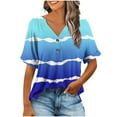 thumbnail image 2 of mfyjkho Tops Para Mujer, Camiseta Informal Con Cuello En V Y Botones, Holgada Y Elástica, Con Estampado Sin Posicionamiento, Para Mujer, A La Moda Y Cómoda. Tops Y Blusas Para Mujer L, 2 of 6