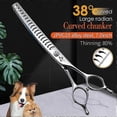 thumbnail image 2 of Fenice Professional 7 inch JP VG10 Steel Super Curved 38 Dog Grooming Shears Curved Chunker Scissors for Dogs Thinning Rate 80%, 2 of 5