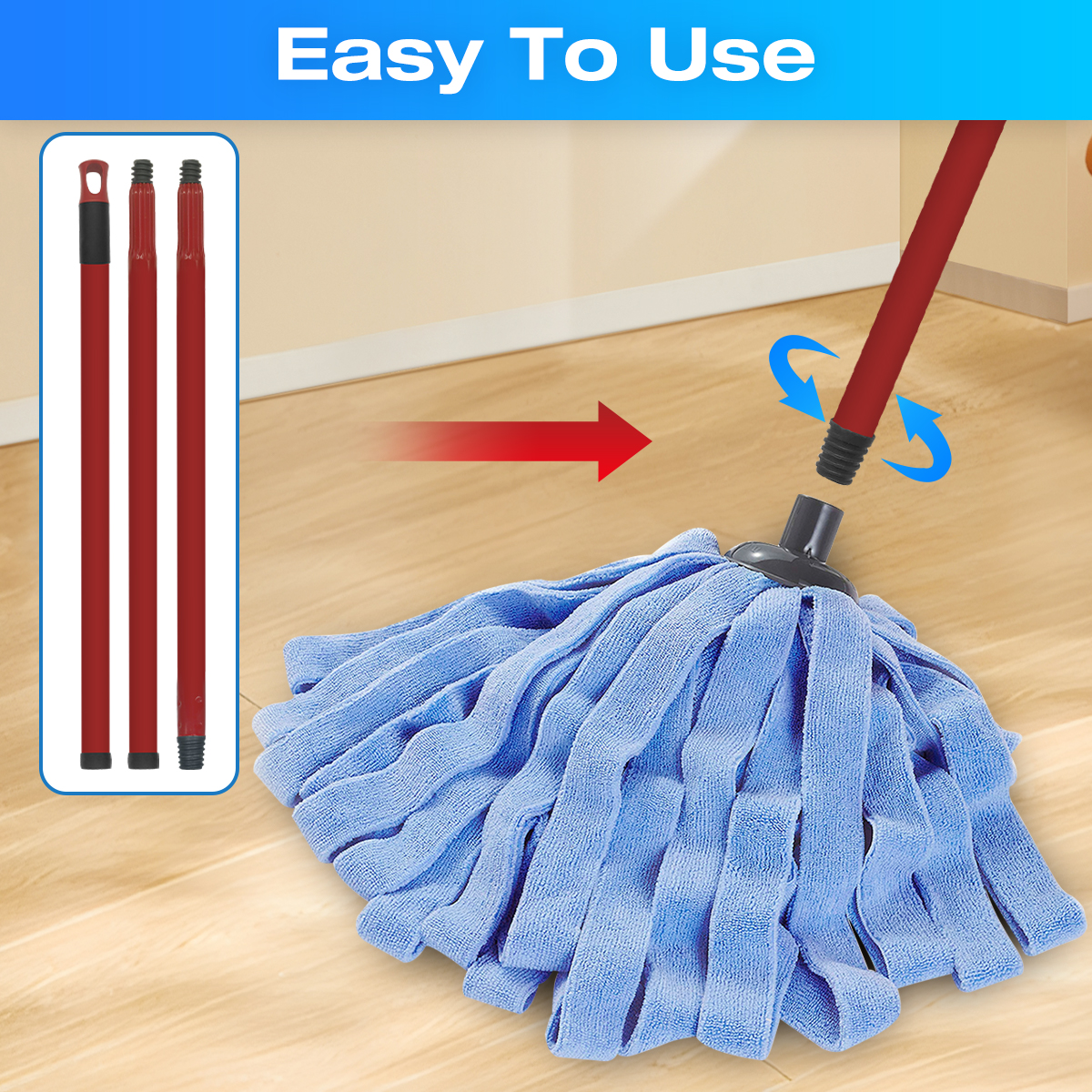 Home Times Spin Mop Set with 2 Microfiber Refills photo 7