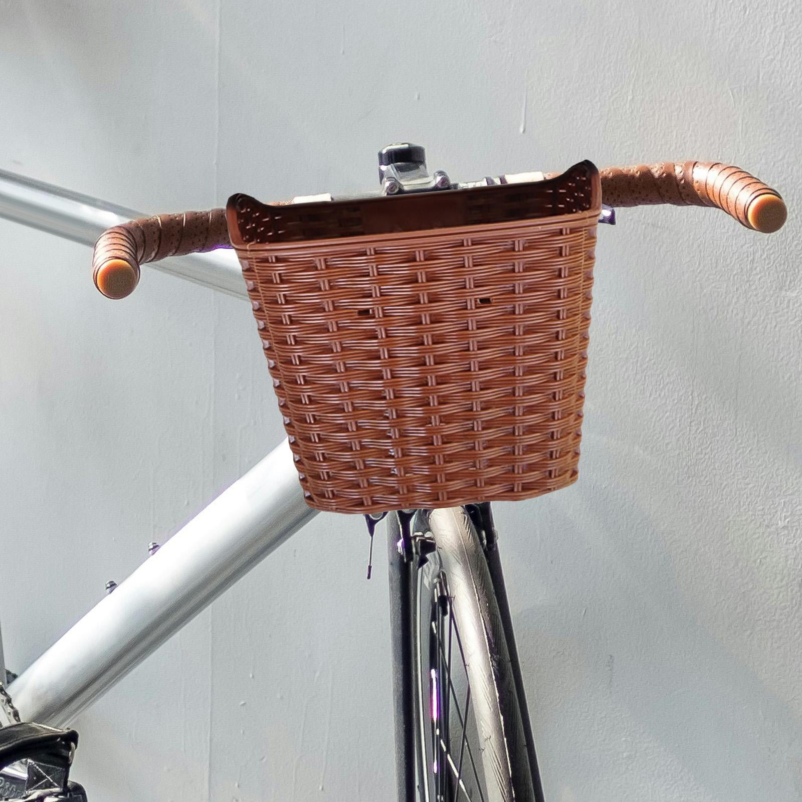DimyFew Bicycle Handlebar Basket, Bike Front Handlebar Basket, Easy to Install, Portable Brown