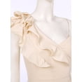 thumbnail image 5 of TiaoBug Womens One Shoulder Ruffle High Split Bodycon Maxi Dress Wedding Evening Party Gown Cocktail Clubwear Champagne M, 5 of 7