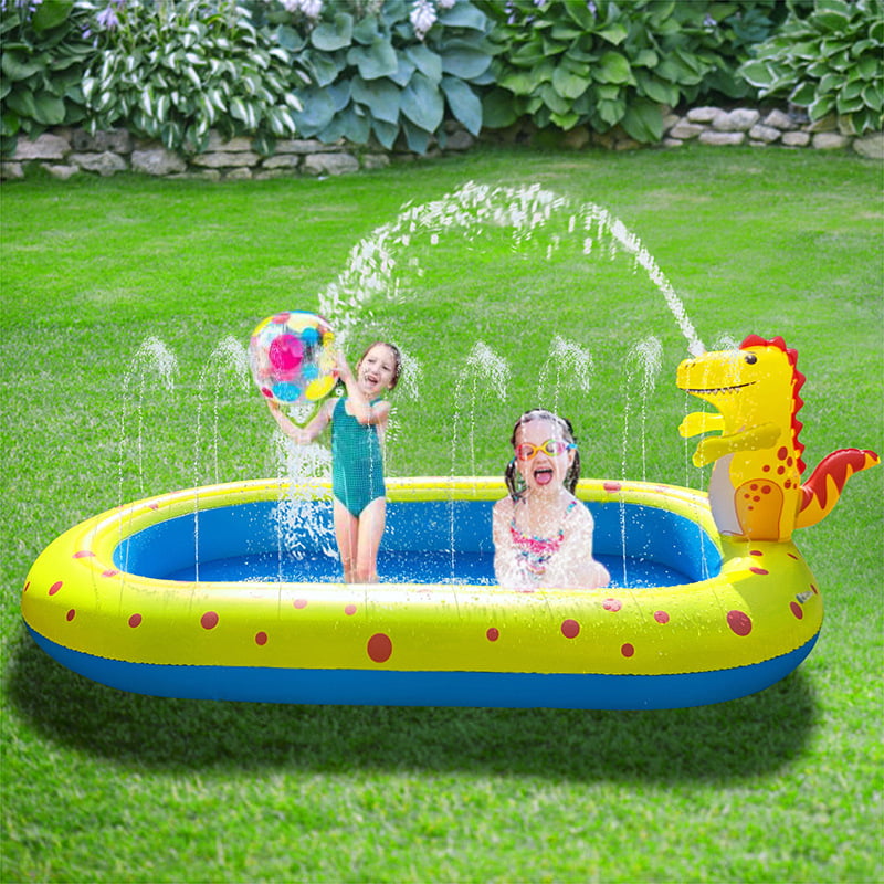 Summer Gift Garden for Toddler Outdoor Backyard Dinosaur Inflatable Sprinkler Swimming Pool,Kiddie Pool,Outdoor Water Play Sprinklers,Family Lounge Water Park 