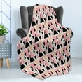thumbnail image 4 of Geometric Soft Flannel Fleece Throw Blanket, Modern Composition with Different Colored Triangles Doodle Shapes, Cozy Plush for Indoor and Outdoor Use, 50" x 70", Peach Coral Black, by Ambesonne, 4 of 5