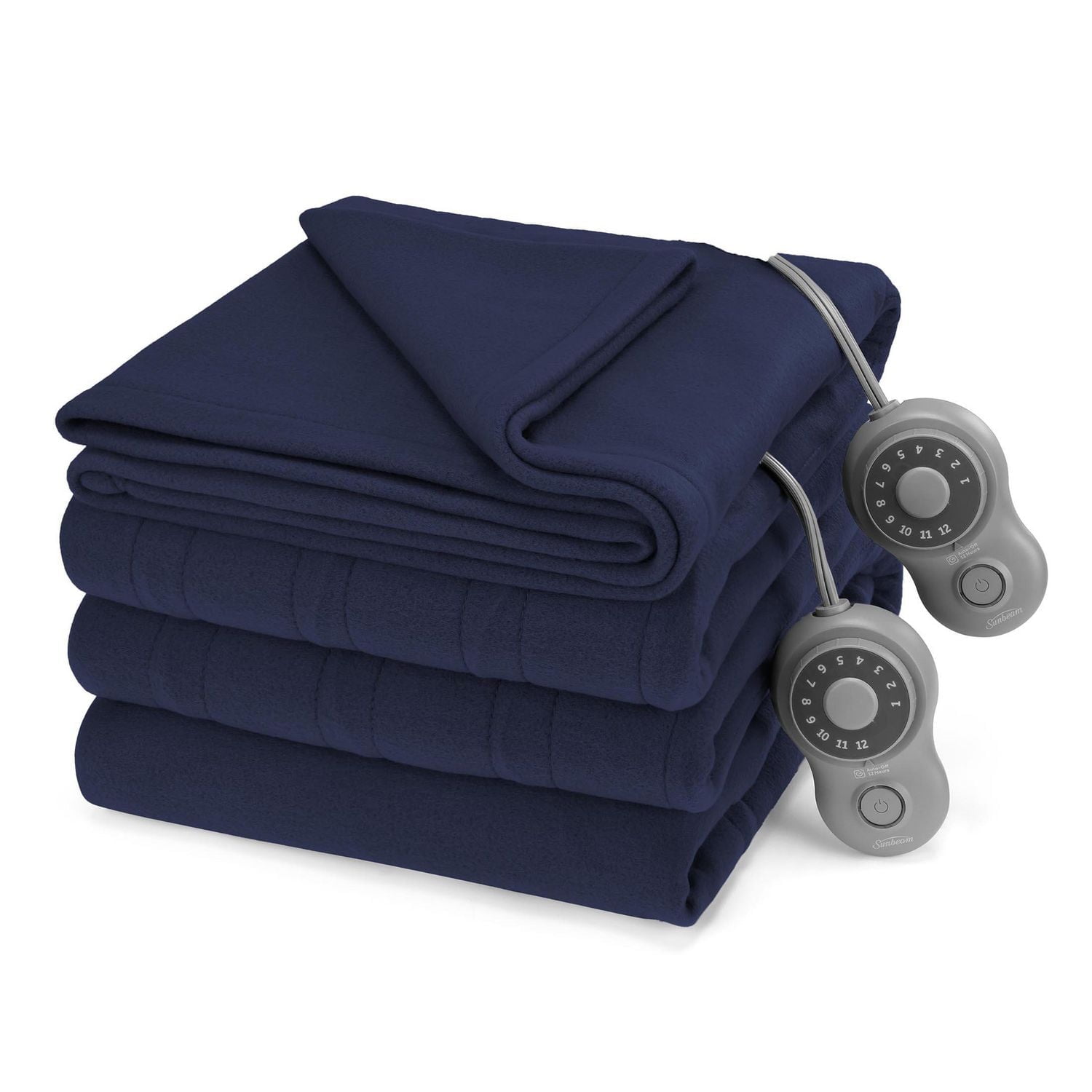 Sunbeam Twin, Full-Queen, King Blanket Fleece, 12 Heat Settings, 12-Hour Auto Shut-Off, Electric Heated Blanket with Controller