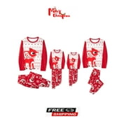 ROAONOCOMO Casual Family Matching Parent-child Pajamas Cute Deer Snowflake Print Tops and Trousers Home Clothes Set