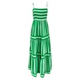 thumbnail image 5 of weeloloe Dresses for Women 2024 Casual Summer Sleeveless Spaghetti Strap Stipe Swing Flowy Tiered Ruffle Beach Sundress Loose Hem Party Daily Formal Club Midi Dress Green XL, 5 of 6