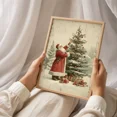 thumbnail image 5 of Vintage Santa Claus & Tree Drawing | Neutral Winter Forest Christmas Wall Art |, Matte Canvas Stretched, Posters for Room Bedroom Living Room Bathroom Wall Decor, Posters & Art Prints, Gift., 5 of 7