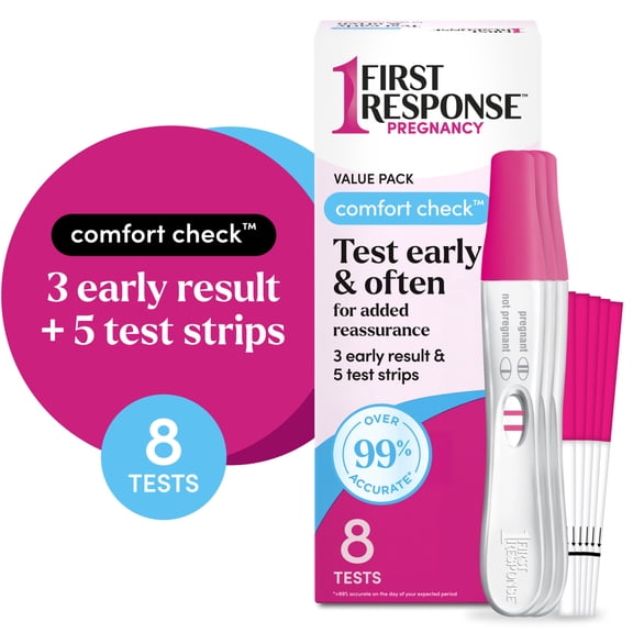 First Response Comfort Check Pregnancy Test, Early Result and Test Strips, 8 Count