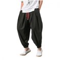 thumbnail image 1 of Pantalones Realdo para hombre, holgados, hippie, bohemio, yoga, harén de algodón negro, 1 of 7