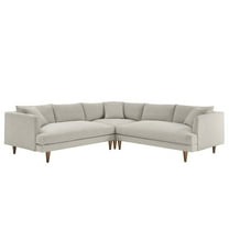 Modway Zoya Down Filled Overstuffed 3 Piece Sectional Sofa in Heathered Weave Ivory