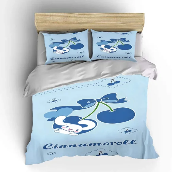 Cinnamoroll Sanrio Fashion Bedding Set Children 3 Pieces Set King Size Baby Bed Set US Twin Adult Bed Cover Bedroom Duvet Gift WT
