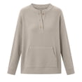 thumbnail image 5 of CAIXIA Womens Long Sleeve Waffle Knit Henley Shirts | Button Down Raglan Top, Loose Fit Cozy Basic Tees, Comfy Clothes, Casual Pullover Tunic for Spring, Fall, Winter Layering, 5 of 5
