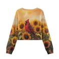 thumbnail image 7 of Xoenoiee Cardinal Sunflower Print Girls Sweatshirt Long Sleeve Crew Neck Top Kids Tees Casual Soft Crop Pullover T-Shirts, 7-8 Years, 7 of 7