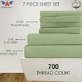thumbnail image 3 of 30-INCH EXTRA DEEP POCKETS - 7 PC Split King Sheet Set for Adjustable Bed - (Extra Pillowcases) 700-Thread-Count 100% Egyptian Cotton, Sateen Weave - Long Staple 700TC Cotton- Sage, 3 of 7