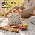 thumbnail image 6 of Corduroy Insulated Lunch Bag for Women, 16-Can Water-Resistant Lunch Tote with Soft Handle, 6-Hour Cold Retention Cooler Bag with Aluminum Foil Lining for Work, Office, Picnic, 6 of 9