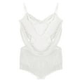 thumbnail image 4 of Mufeng Women's Sequin Fringe Latin Dance Leotard Halter V-Neck Tassel Bodysuit Rave Festival Outfits Ivory XS, 4 of 6