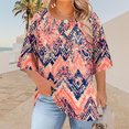 thumbnail image 3 of JTZGDY Tops for Women Plus Size Boho Floral Printed Summer Short Sleeve Ruched Crew Neck Graphic T-Shirts Loose Oversized Casual Dressy Tunic Blouse Orange XXXXL, 3 of 6