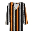 thumbnail image 6 of Jinhomg 3/4 Length Sleeve Womens Tops Summer V-Neck Fshion Print T-Shirts Dressy Casual Loose Henley Tees Shirts Black,XL, 6 of 6