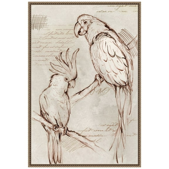 Amanti Art Sketched Birds Framed Canvas Wall Art Print
