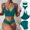 Green, variant on EQWLJWE Women Two Piece Bathing Suits Push Up Bikini Set Halter Swimsuit Vintage Swimwear