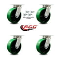 thumbnail image 2 of 6 Inch Kingpinless Green Poly on Steel Wheel Swivel Caster Set with Swivel Lock, 2 of 2