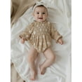 thumbnail image 6 of BemeyourBBs Baby Girls Smocked Romper Long Sleeve Bubble Jumpsuit with Headband, 6 of 8