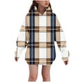 thumbnail image 2 of YUNAFFT Girls Checkered Print Hooded Sweatshirt Casual Streetwear, 2 of 5