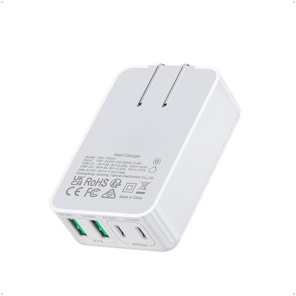 TAOHAI USB C Fast Wall Charger,40W 4-Port Fast Charging Block,with Foldable Plug,Power Adapter for iPhone 16/15/14/13/12/11/Pro Max/XS/XR, Samsung,Tablet,White