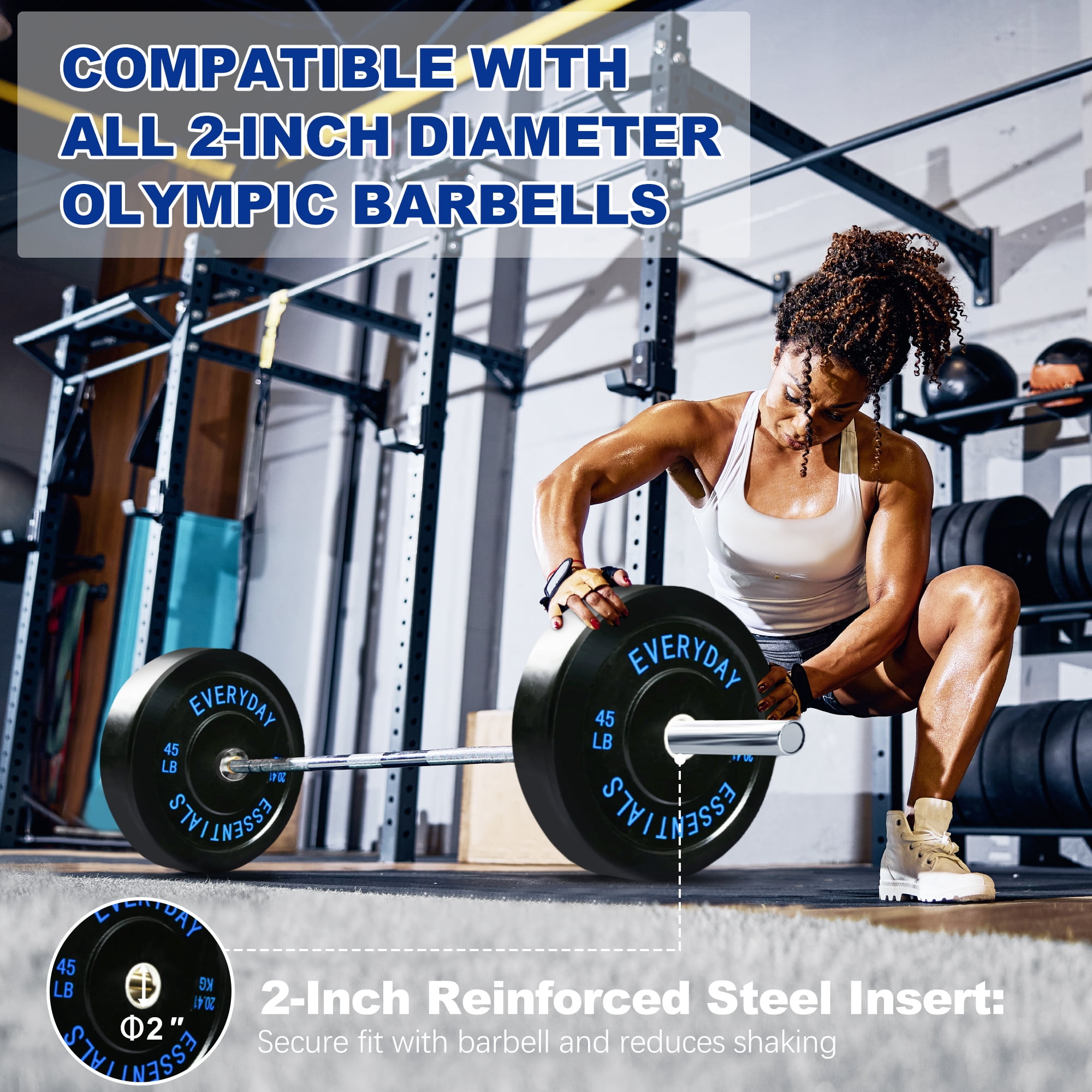 (3 pack) BalanceFrom Olympic Bumper Plate Weight Plate, 45 lbs Pair Black