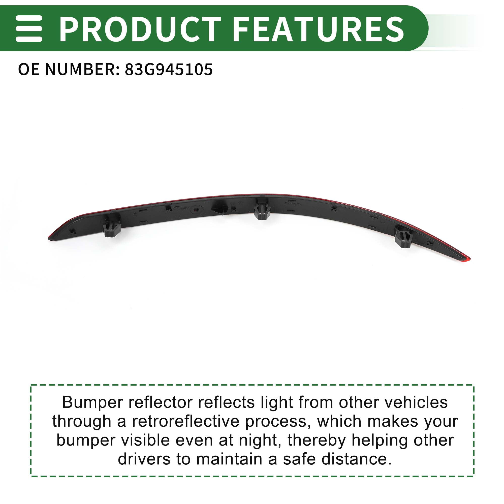 Unique Bargains Bumper Reflector Side Marker for Audi Q3 F3 2018-2022 No.83G945105