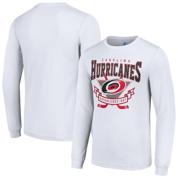 Men's Starter White Carolina Hurricanes Team Logo Graphic Long Sleeve T-Shirt