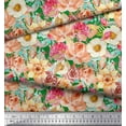 thumbnail image 3 of Soimoi Green Cotton Duck Fabric Anemone & Roses Floral Fabric Prints By Yard 42 Inch Wide, 3 of 3