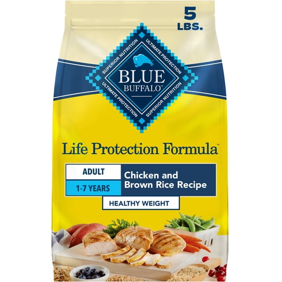 Blue Buffalo Life Protection Formula Healthy Weight Chicken and Brown Rice Dry Dog Food for Adult Dogs, Whole Grain, 15 lb. Bag