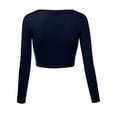 thumbnail image 3 of Doublju Women's Round Neck Slim Fit Long Sleeve Crop Tops (Female Plus Size Available), 3 of 4