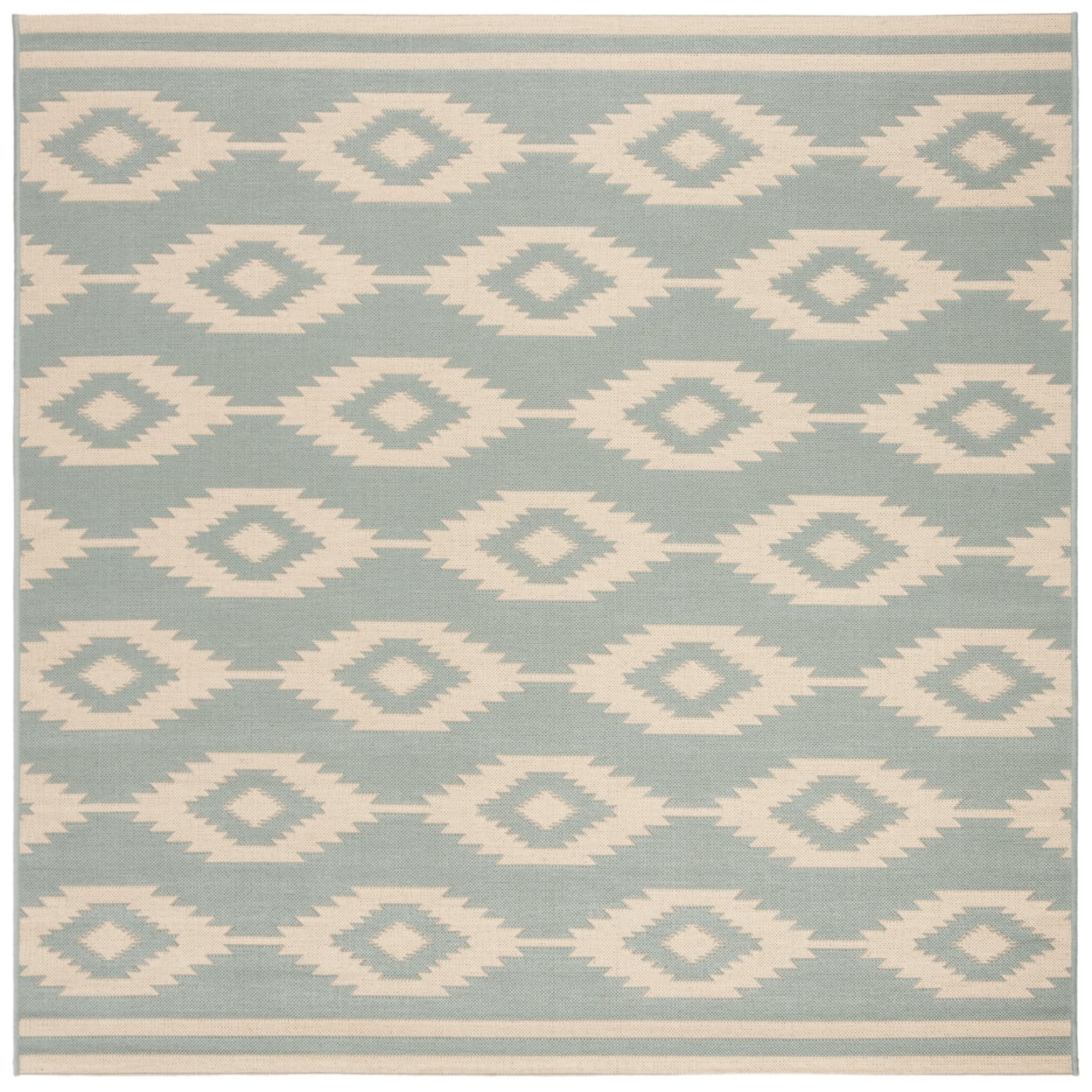SAFAVIEH Beach House Garret Southwestern Indoor/Outdoor Area Rug Cream/Aqua, 4' x 6'