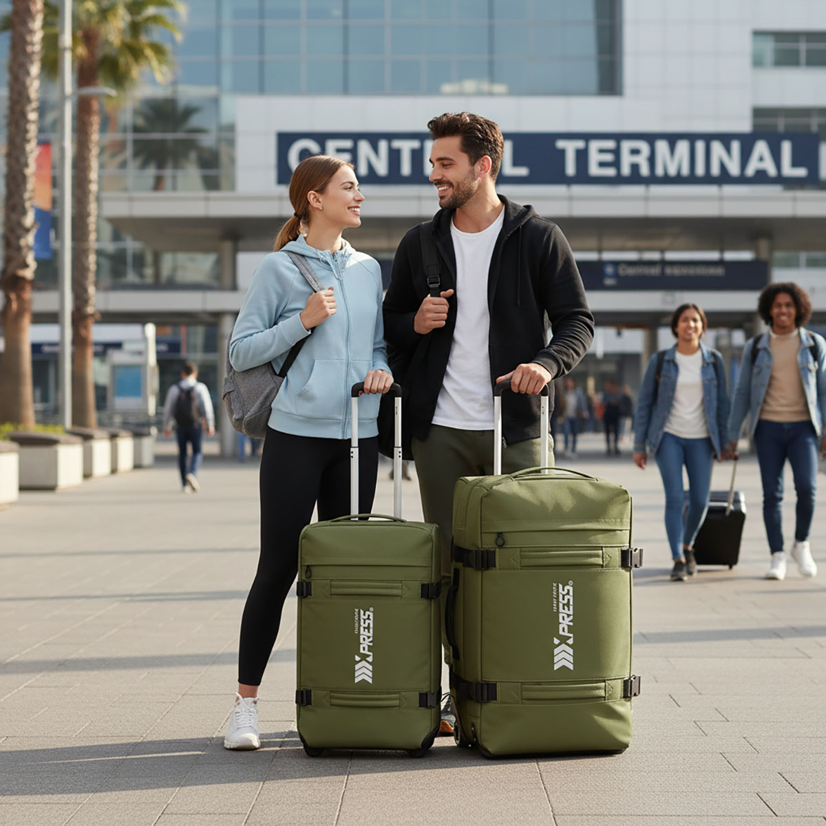 3 Piece Softside Luggage Set, Heavy-Duty Water-Resistant Softshell Suitcase with Wheels, 20"/26"/30" Lightweight Rolling Luggage Bag, Green,TA510
