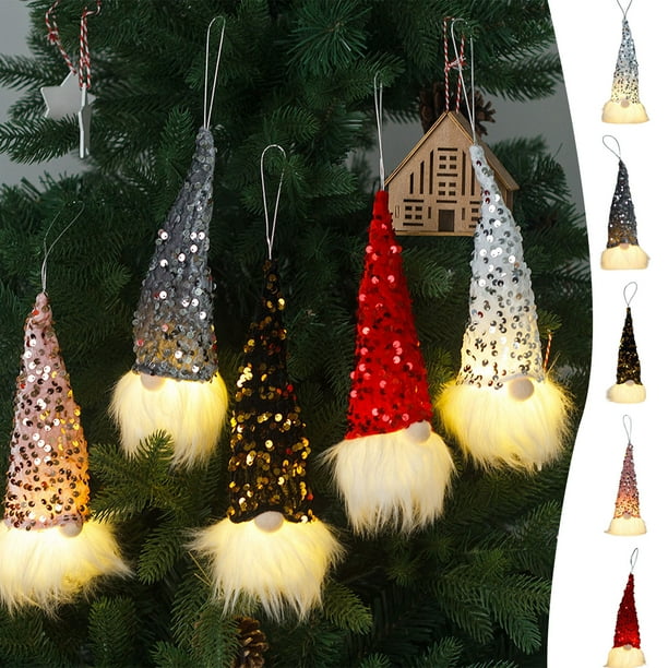 Ganfancp Navidad Gorro de Punto con Luces Muñeca Sin Cara Colgante Vibe Arreglo Luminoso Anciano Pequeño Árbol Muñeca Colgante Ofertas Del Día Liquidación 1X Muñeca Sin Rostro