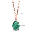 thumbnail image 3 of Gem Stone King 18K Rose Gold Plated Silver Green Malachite and White Created Sapphire Pendant Necklace for Women (2.55 Cttw, Gemstone Birthstone, Oval 9X7MM, with 18 inch Silver Chain), 3 of 3