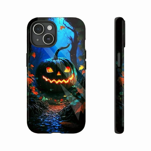 Halloween Pumpkin Glow - in - the - Dark Scary Phone Case for Horror Enthusiasts Compatible with iPhone 11/12/13/14/15/16 (Pro Max/Plus)