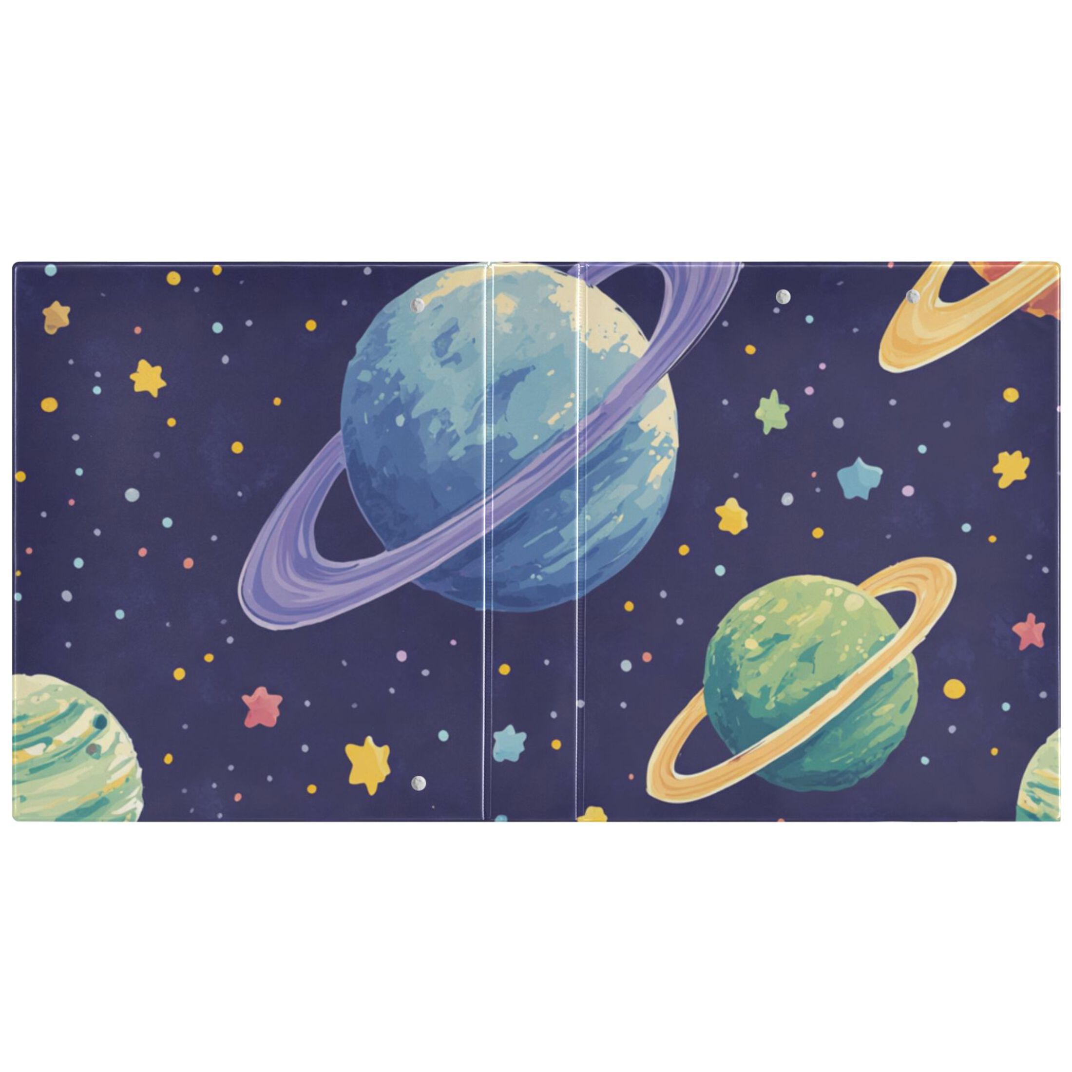 Planets in Space 3 Ring Binders 1.5 inch Hardcover File Folders with Interior Pockets A4 Size Organizer for School Office Hospital Set of 2
