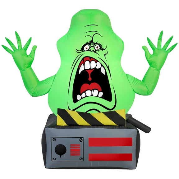 Gemmy Airblown Slimer Ghost on Ghost Trap Ghostbusters , 3.5 ft Tall, green