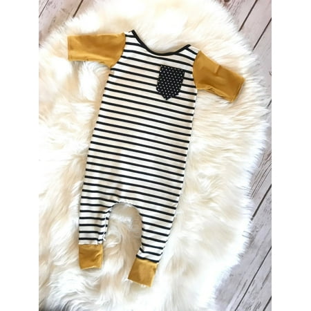 Newborn Baby Boy Girl Pocket Striped Cotton Romper Jumpsuit Playsuit Outfits Baby Clothes Walmart Canada